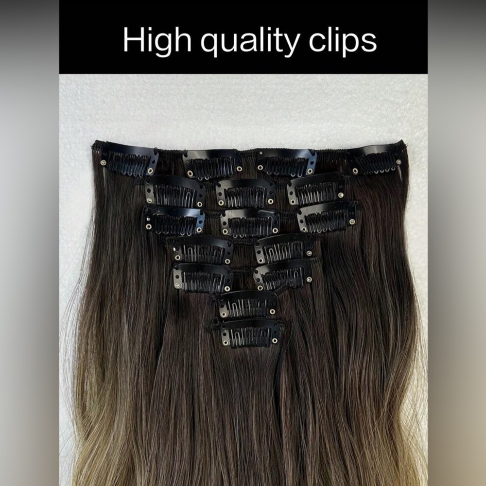 24 In Ombre Hair Style Clip in Hair Extensions Brown to Light Blonde wavy - Picture 8 of 10